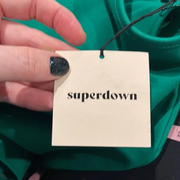 NWT superdown Tegan Wrap Mini Dress in Kelly Green - Picture 4 of 11